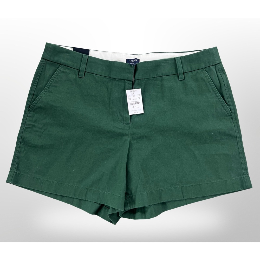 J.Crew Womens 14 Green Chino Shorts 5" Inseam Cotton Preppy H1453 NWT